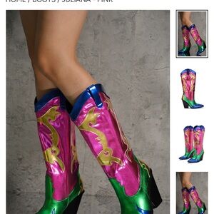Pink Multicolor Women's Boots